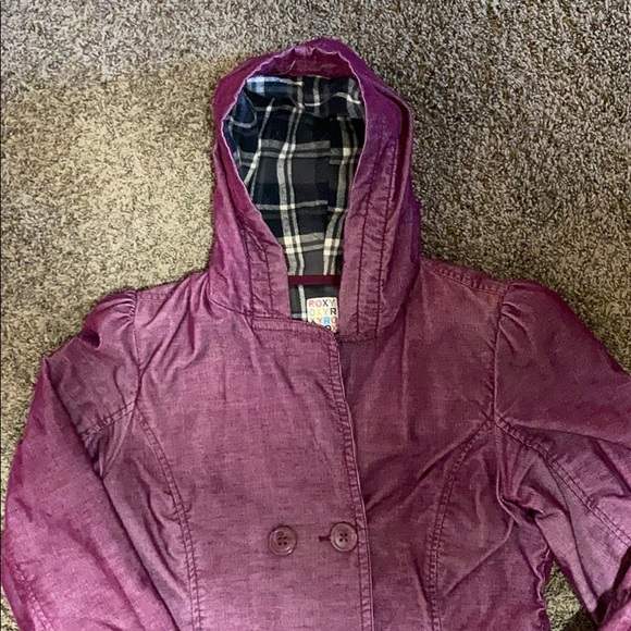 Roxy Purple Corduroy Quilted Trench Coat - Picture 3 of 8